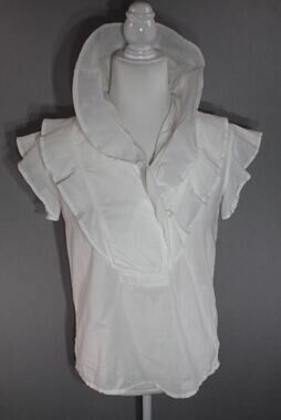 Vintage 20th Century Survival White Cotton Shirt Women's Small Ruffle Collar